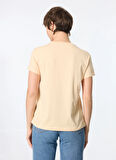 Patrizia Pepe Yuvarlak Yaka Bej Kadın T-Shirt 8M1543