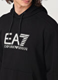 EA7 Kapüşon Yaka Siyah Erkek Sweatshırt 6DPM02PJVTZ