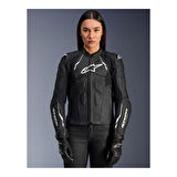 Alpinestars Stella Dusk Deri Kadın Motosiklet Montu Siyah  Beyaz
