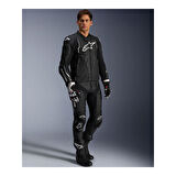 Alpinestars Dusk Korumalı Deri Motosiklet Montu Siyah  Beyaz