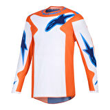 Alpinestars Fluid Grid Off-Road Motosiklet Jerseyi Oranj  Mavi  Beyaz