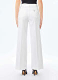 Lıu Jo Yüksek Bel Geniş Paça Standart Beyaz Kadın Denim Pantolon UF5090