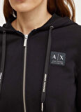 Armani Exchange Kapüşon Yaka Baskılı Siyah Kadin Sweatshırt XW000082