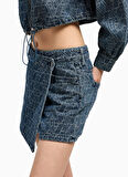 Armani Exchange Yüksek Bel Normal Mavi Kadın Denim Şort XW000555