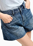 Armani Exchange Yüksek Bel Dar Mavi Kadın Denim Şort XW000135