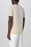Erkek Bisiklet Yaka Kabartma Logo Baskılı T-Shirt - Bej | S