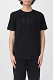 Erkek Ea7 Logolu Bisiklet Yaka T-Shirt - Siyah | S