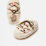 Kadın Terlik 80D1460250-L002 Moon Boot Mule Faux Fur Beads Cream