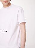 Replay Bisiklet Yaka Desenli Beyaz Erkek T-Shirt M6681 001 WHITE