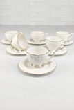 Yaldızlı Bone Porselen Kahve Fincan Takımı ROSEN-100 62612