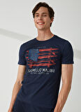 Fred Mello Bisiklet Yaka Mavi Erkek T-Shirt FM23S22TGBLUE