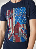 Fred Mello Bisiklet Yaka Mavi Erkek T-Shirt FM23S24TGBLUE
