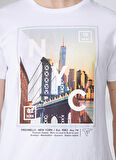 Fred Mello Bisiklet Yaka Beyaz Erkek T-Shirt FM23S37TGWHITE
