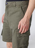 Fred Mello Normal Bel Slim Fit Haki Erkek Bermuda Şort FMELLISARMY