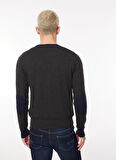 Fred Mello Bisiklet Yaka Slim Fit Antrasit Melanj Erkek Kazak FM23W06MG