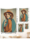 Güzel Retro Kadın Duvar Örtüsü-8069