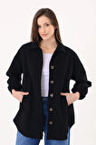 Kadın Kaşe Ceket - Siyah