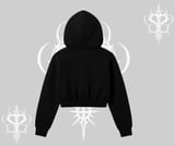 Beyaz Crop Kapşonlu Sweatshirt Autumn Spider