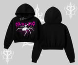 Beyaz Crop Kapşonlu Sweatshirt Autumn Spider