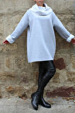 Kadın Gri Kısa Tasarım Sweatshirt Elbise 8072-2010