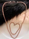 Unisex Rosegold Kalın (3mm) Burgu Çelik Kolye Ve Bileklik Set