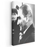 Profil Atatürk - Siyah Beyaz Portre Kanvas Tablo