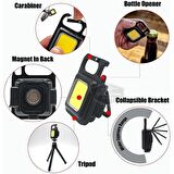 30 Ledli Mini El Feneri 4 Modlu Flash Çok Amaçlı Anahtarlık Su Geçirmez Şarjlı Mıknatıslı Led Işık Fonksiyonel Kamp Cep Işığı 1000 Lümen