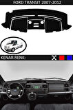 Ford Transit 2007-2012 İçin Uygun Torpido Koruma Halısı Siyah Kenar Renk Siyah