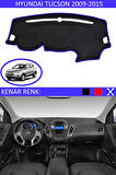 Hyundai Tucson 2009-2015 İçin Uygun Torpido Koruma Halısı Siyah Kenar Renk Mavi