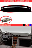 Mercedes E Class 1985-1995 İçin Uygun Torpido Koruma Halısı Siyah Kenar Renk Kırmızı