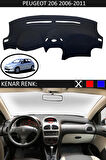 Peugeot 206 2006-2011 İçin Uygun Torpido Koruma Halısı Siyah Kenar Renk Siyah