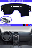 Renault Megane 2 İçin Uygun Torpido Koruma Halısı Siyah Kenar Renk Mavi