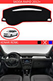 Skoda Rapid 2012+ İçin Uygun Torpido Koruma Halısı Siyah Kenar Renk Kırmızı