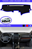 Toyota Land Cruiser 2002-2009 İçin Uygun Torpido Koruma Halısı Siyah Kenar Renk Mavi