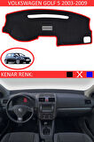 Volkswagen Golf 5 2003-2009 İçin Uygun Torpido Koruma Halısı Siyah Kenar Renk Kırmızı