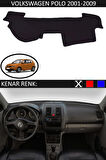 Volkswagen Polo 2001-2009 İçin Uygun Torpido Koruma Halısı Siyah Kenar Renk Siyah
