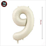 9 Yaş Rakam Krem Folyo Balon - 76 cm