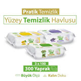 Turco Doğadan Pratik Yüzey Temizlik Havlusu Yeşil Sabun Lavanta Limon 3x100