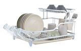 Afilli Alüminyum Bulaşıklık Paslanmaz 2 Katlı Bardak Tabak Kurutma Sepeti