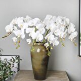 Yapay Çiçek Beyaz Islak Orkide Uzun Dal 90 cm Orkide