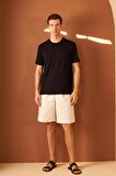 Erkek Comfort Fit Cepli T-Shirt Siyah MARS25