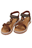 Celira Akç A26 Kahve Günlük Taşlı Kadın Sandalet Ayakkabı
