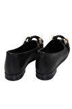 Celira Siyah Cilt Tokalı Günlük Babet Ayakkabı