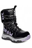Celira Snw Siyah Lila Suya Dayanıklı Kaymaz Kız Çocuk Kar Botu