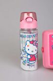 YENİ SEZON YENİ SEZON LİSANSLI HELLO KITTY 500 ML TRITAN MATARA VE 2 KATLI BESLENME KABI SETİ 