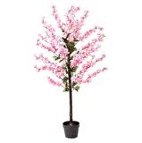 Yapay Ağaç Bahardalı Ağacı Pembe Japon Kiraz Çiçeği Sakura Çiçeği 127x70cm Siyah Plastik Saksılı