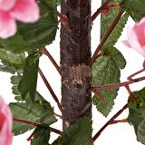 Yapay Ağaç Bahardalı Ağacı Pembe Japon Kiraz Çiçeği Sakura Çiçeği 127x70cm Siyah Plastik Saksılı