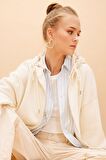 DeFacto Oversize Geniş Kalıp Kapüşonlu Cepli Basic Düz Fermuarlı Sweatshirt V4233AZ24SPER238