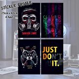 danger zonr gamer oyuncu odası - 4 adet yapışkanlı poster sticker etiketler - dolap cam oda için