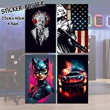 kadi kadın araba marilyn albert - 4 adet yapışkanlı poster sticker etiketler - dolap cam oda için